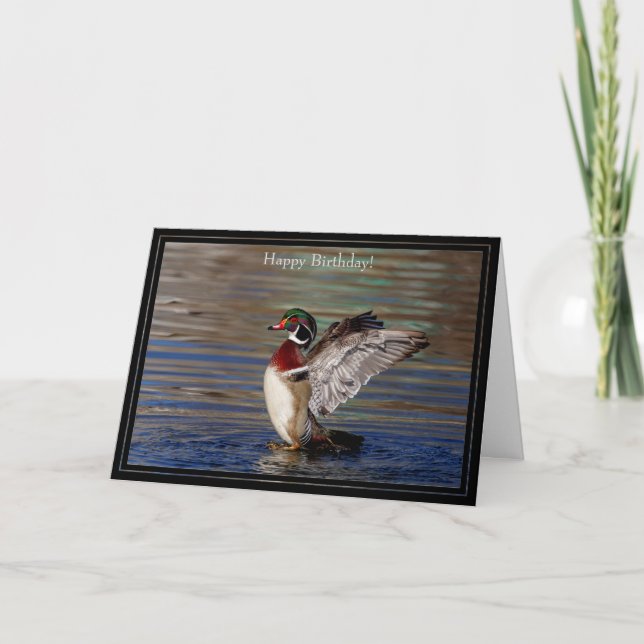 Happy Birthday Card Wood Duck Karte (Vorderseite)