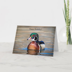 Happy Birthday Card Wood Duck Karte