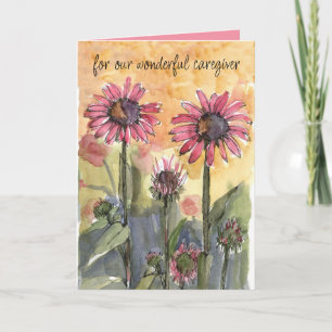 Happy Birthday Caregiver Pink Coneflowers Garten Karte