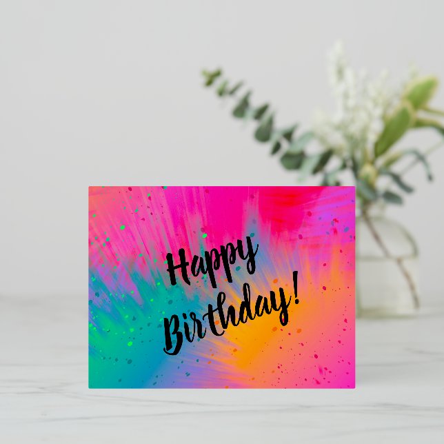 Happy Birthday Carnival Spritzer Postkarte (Stehend vorne)