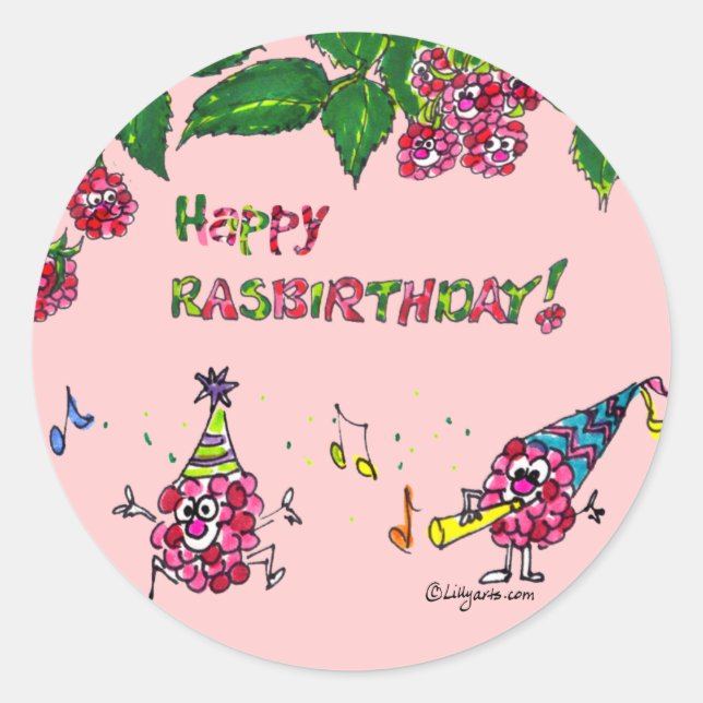 Happy Birthday Cartoon Berries Custom Sticker (Vorderseite)