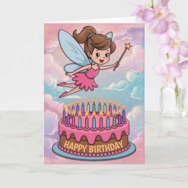 Happy Birthday Cartoon Fairy Karte (Orchidee)