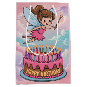 Happy Birthday Cartoon Fairy Mittlere Geschenktüte