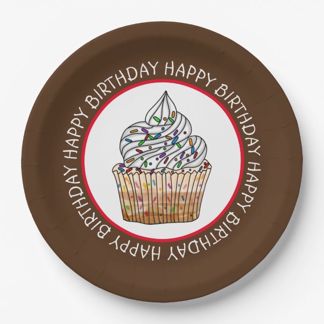 Happy Birthday Cartoon Vanilla Club Pappteller (Vorderseite)