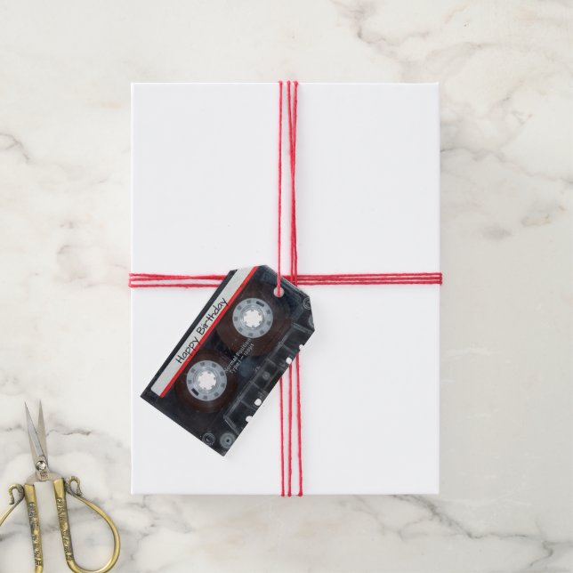 Happy Birthday Cassette Tape Geschenkanhänger (Mit Garn)