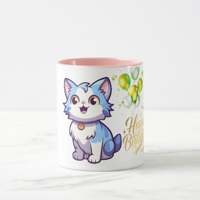 Happy Birthday Cat Coffee Mug – Cute Gift for Cat  (Centre)
