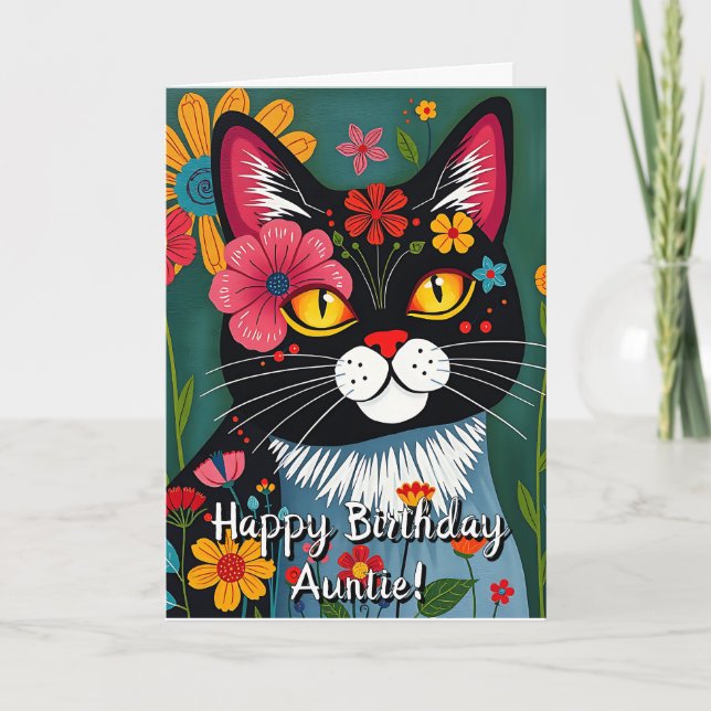 Happy Birthday | Cat Coloring Seite Inside Karte (Vorderseite)