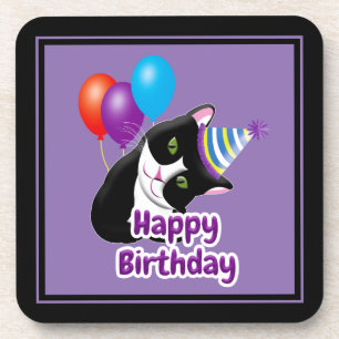 Happy Birthday Cat Getränkeuntersetzer