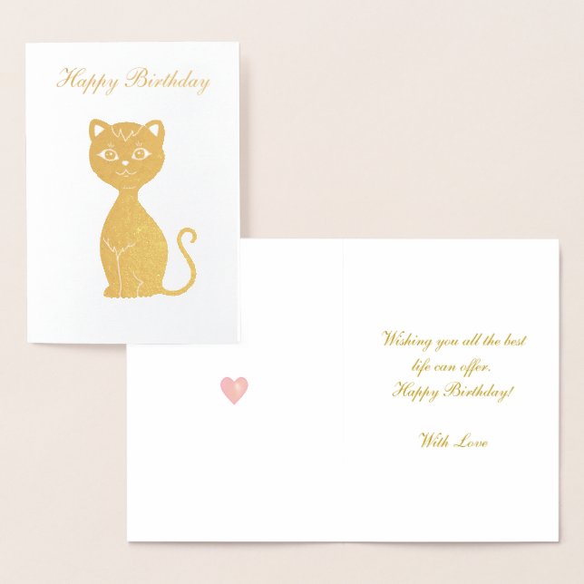 Happy Birthday Cat Golden Folienkarte (Anzeige)