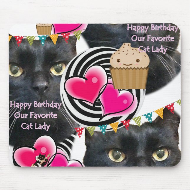 Happy Birthday Cat Lady Mouse Pad Mousepad (Vorne)