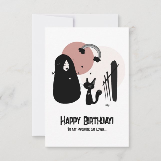 Happy Birthday Cat Lover Card in Pink Dankeskarte (Vorderseite)