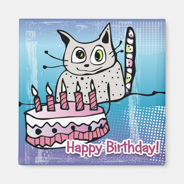 Happy Birthday Cat - Magnet (Vorne)