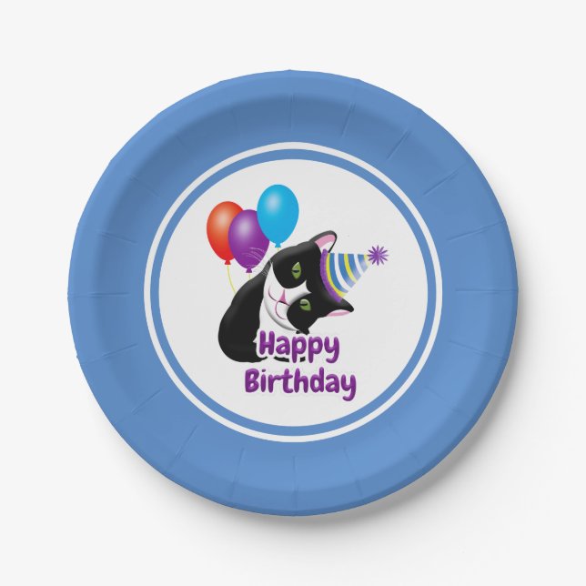 Happy Birthday Cat Pappteller (Vorderseite)