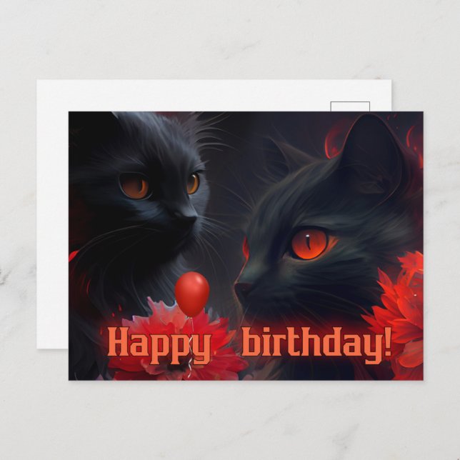 Happy Birthday! Cat Postkarte (Vorne/Hinten)
