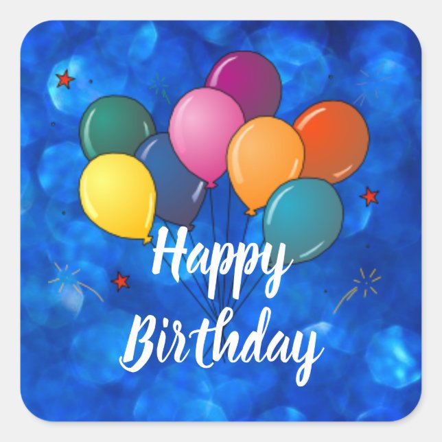 Happy Birthday Celebration Balloons Quadratischer Aufkleber (Vorderseite)