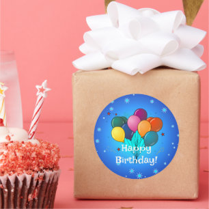 Happy Birthday Celebration Balloons Runder Aufkleber
