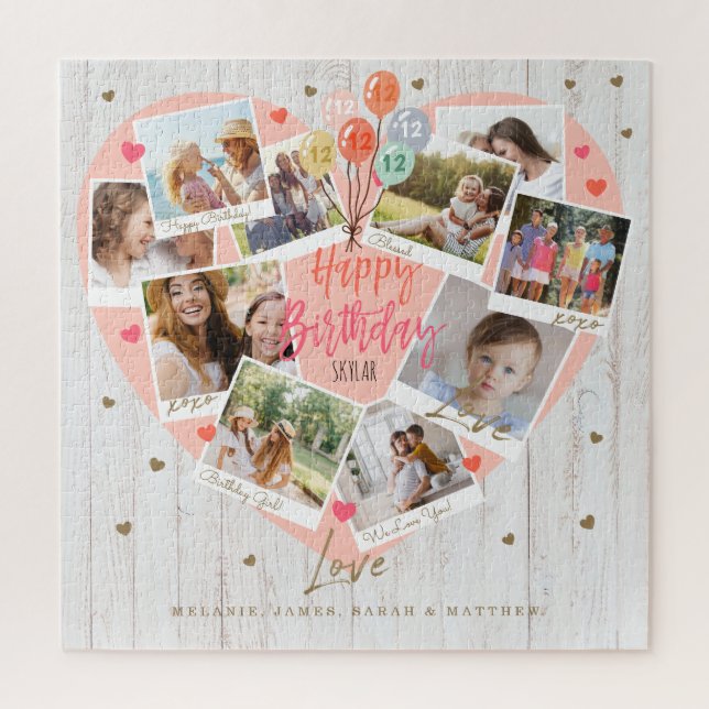 Happy Birthday Celebration Foto Scrapbook Herz (Vertikal)