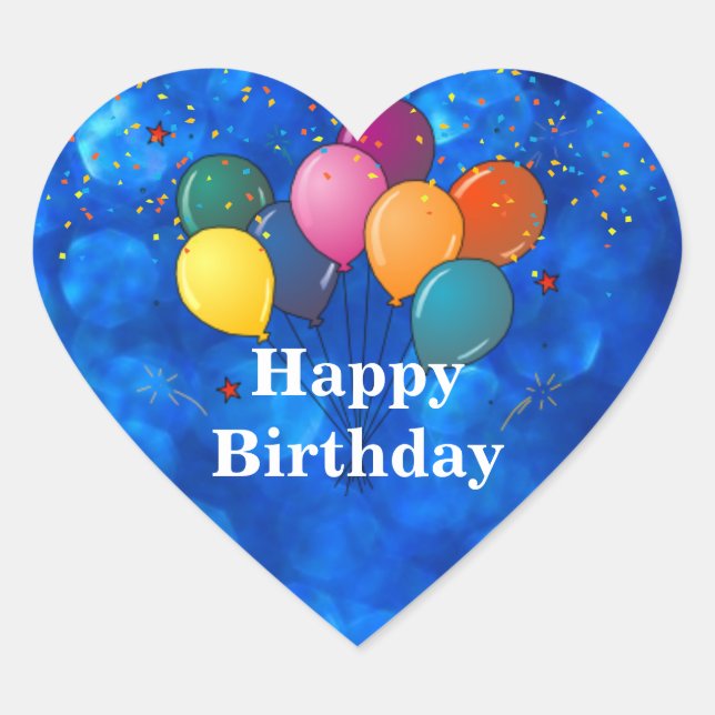 Happy Birthday Celebration Herz-Aufkleber (Vorderseite)