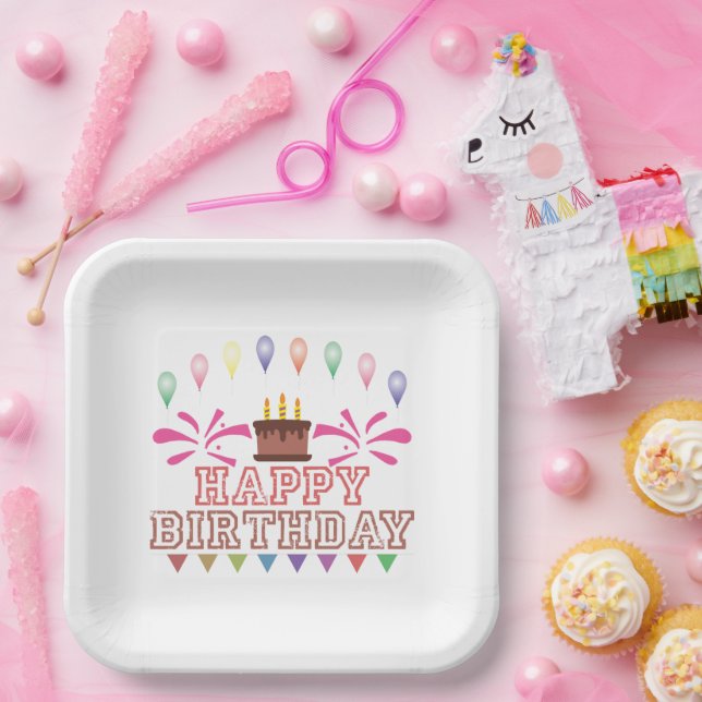 Happy Birthday Celebration Pappteller (Party)