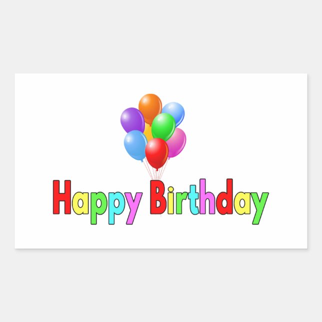 Happy Birthday Celebration Party Rechteckiger Aufkleber (Vorderseite)