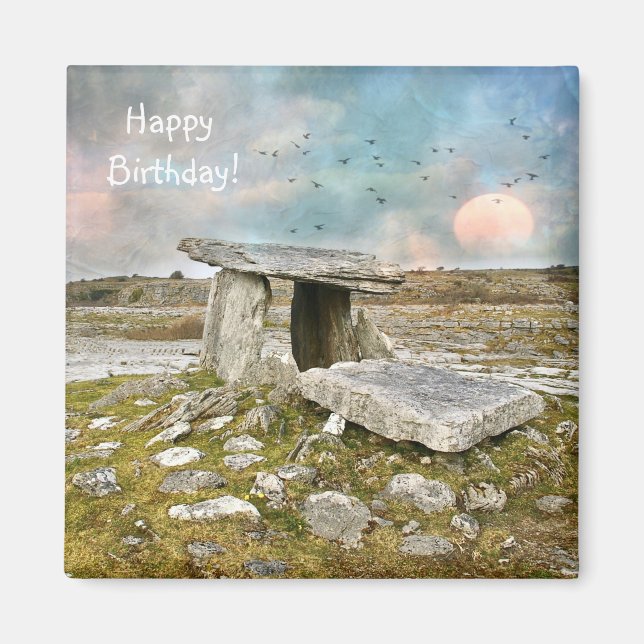 Happy Birthday Celtic Ruins Magnet (Vorne)