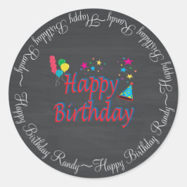 Happy Birthday Chalkboard Fun Spektakulär Neue Runder Aufkleber