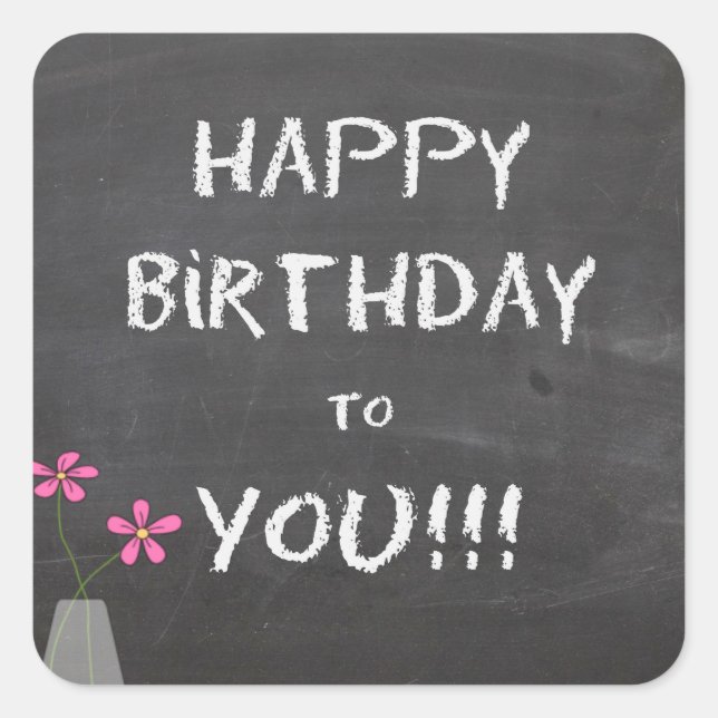 Happy Birthday Chalkboard Stickers (Vorderseite)