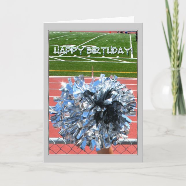 Happy Birthday Cheer pom pom Karte (Vorderseite)