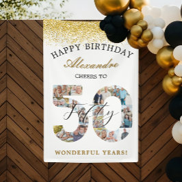 Happy Birthday Cheers To 50 Years Photo Collage Banner