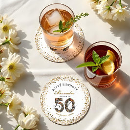  Happy Birthday Cheers To 50 Years Photo Collage Runder Pappuntersetzer