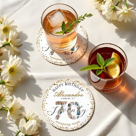  Happy Birthday Cheers To 70 Years Photo Collage Runder Pappuntersetzer