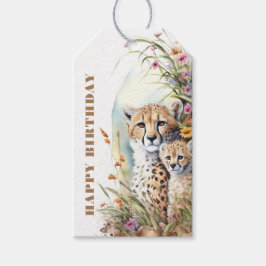 Happy Birthday Cheetah Baby und Mama Geschenkanhänger