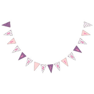 Happy Birthday Chic Lila Irises Polka Dots Wimpelkette