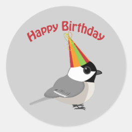 Happy Birthday Chickadee Runder Aufkleber