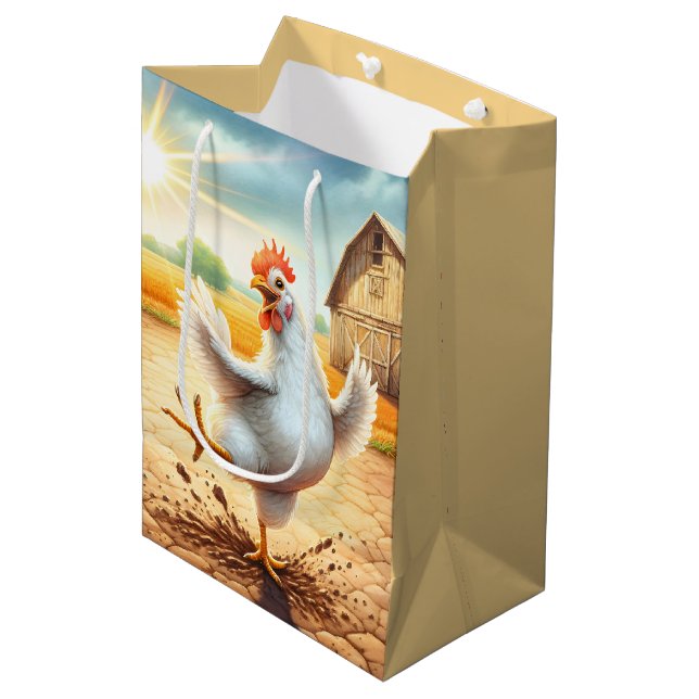 Happy Birthday Chicken Mittlere Geschenktüte (Vorderseite Schrägansicht)