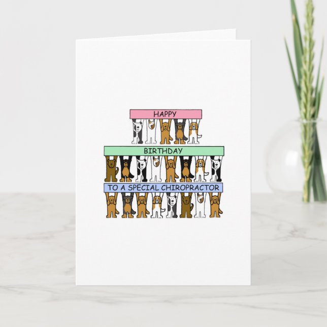 Happy Birthday Chiropractor Cartoon Hunde Karte (Vorderseite)
