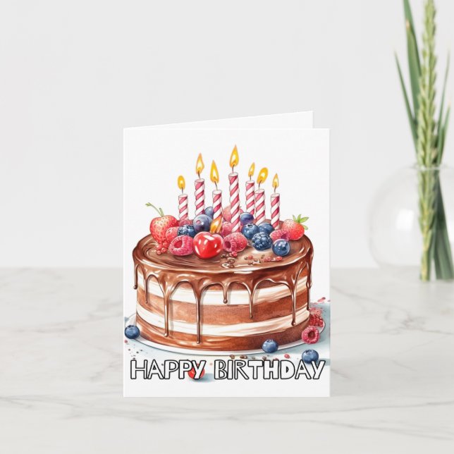Happy Birthday Chocolate Cake Art Karte (Vorderseite)