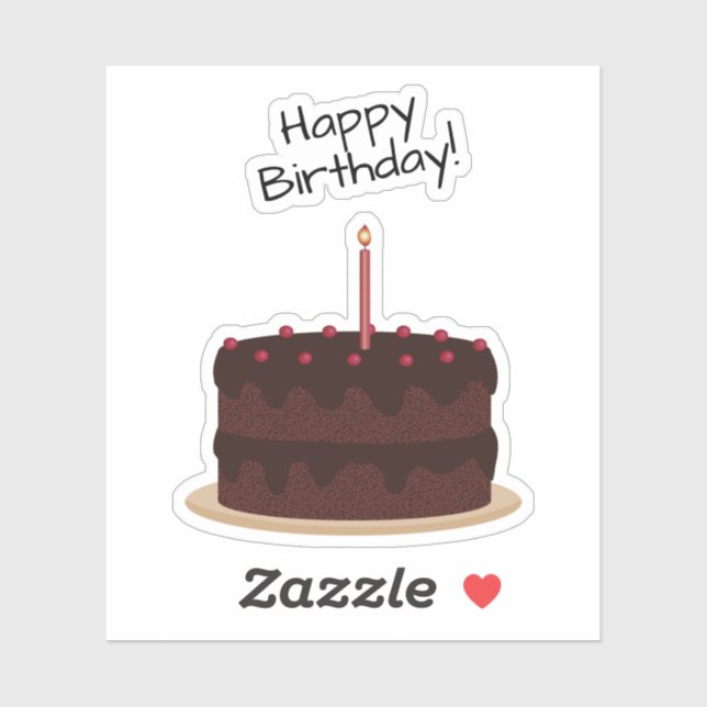 Happy Birthday Chocolate Cake Contour Sticker (Blatt)
