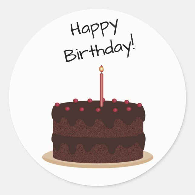 Happy Birthday Chocolate Cake Round Sticker (Vorderseite)