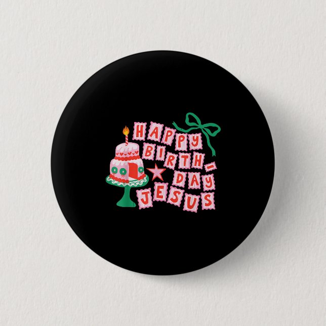 Happy Birthday Christian Jesus Christmas Preppy Bd Button (Vorderseite)
