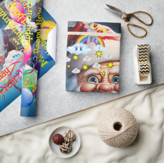 Happy Birthday Christmas Unicorn Wrapping Paper Geschenkpapier