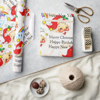 Happy Birthday Christmas Unicorn Wrapping Paper Geschenkpapier