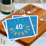 Happy Birthday Circle of Stars Blue ID527 Serviette<br><div class="desc">A simple but eye-catching paper napkin that features the circular text 'Happy Birthday' in turquoise and yellow,  around an age number on the background color of your choice. Change to any age using the provided template.</div>