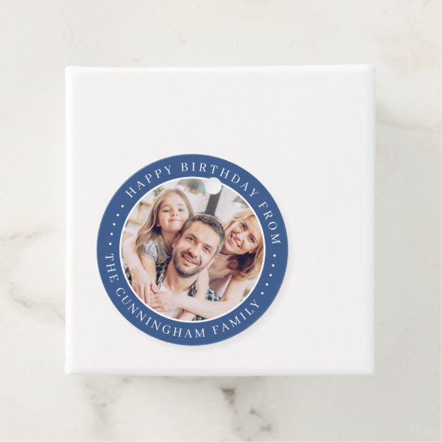 Happy Birthday Classic Simple Family Foto Geschenkanhänger (Beispiel)