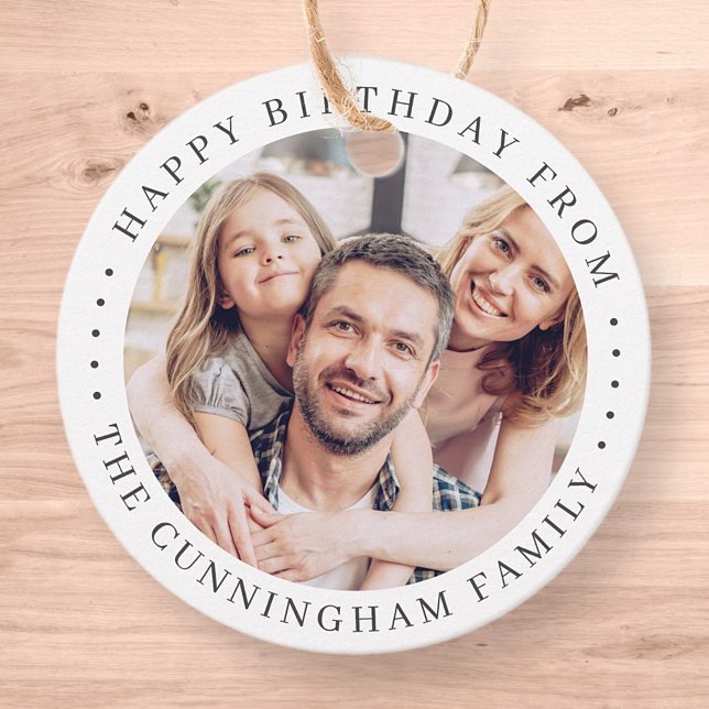Happy Birthday Classic Simple Family Foto Geschenkanhänger (Von Creator hochgeladen)