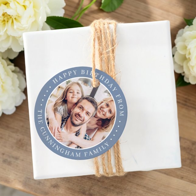 Happy Birthday Classic Simple Family Foto Geschenkanhänger (Von Creator hochgeladen)