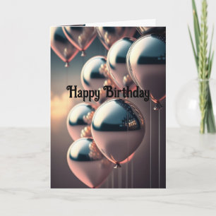 Happy Birthday Classy Person Metalic Balloons Karte