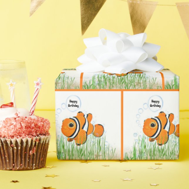 Happy Birthday Clownfish Geschenkpapier (Geburtstagsparty)