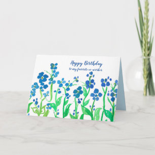 Happy Birthday Co-Worker Blue Watercolor-Blume Karte