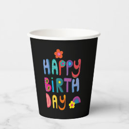 Happy Birthday Colorful Pappbecher
